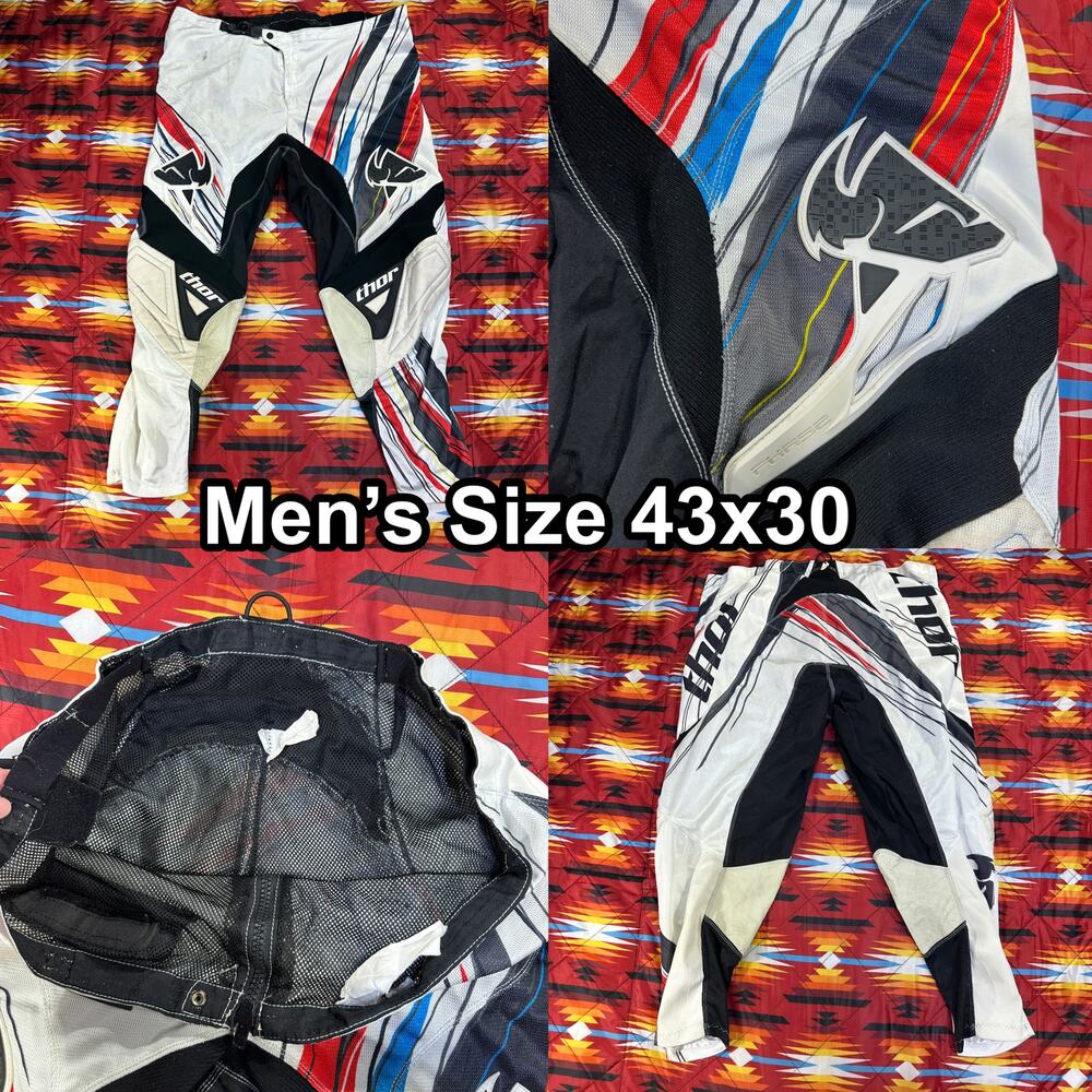 Thor Pants Men’s Sz 43x30 Black Motorcycle Dirt Biker Phase Motocross Adjustable